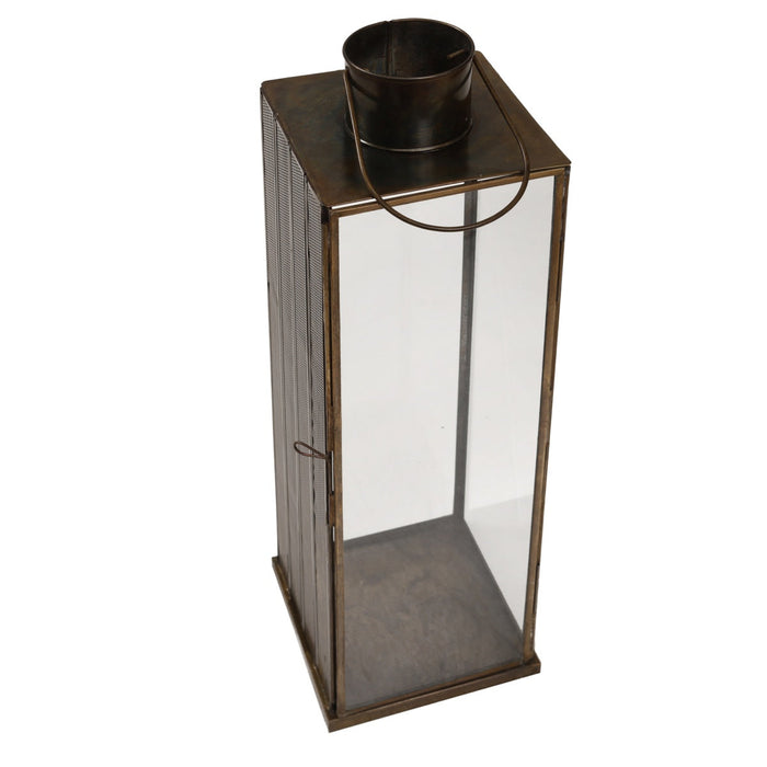 PTMD Erisha Rechthoekige Lantaarn - 52x15x15 cm - Metaal|Glas - Zwart