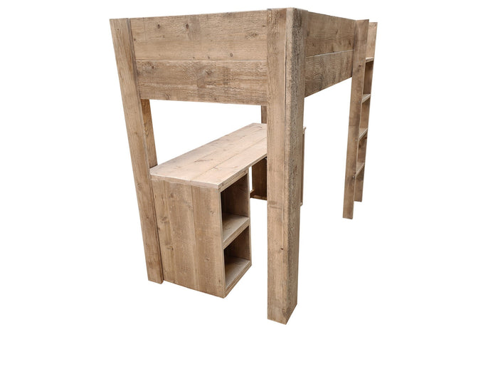 Wood4you - Hoogslaper Noortje bed met bureau Detroit  steigerhout