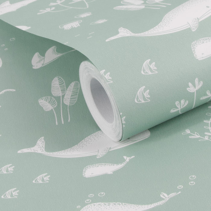Little Dutch - Vliesbehang - Ocean Mint - Mint - 10mx53cm