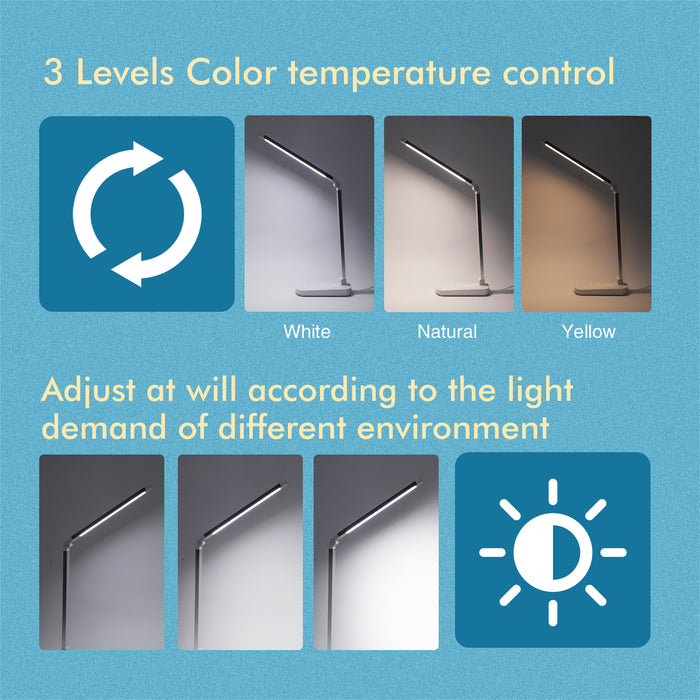 Aigostar Mona LED bureaulamp - Qi draadloos opladen - Tafellamp - Wit