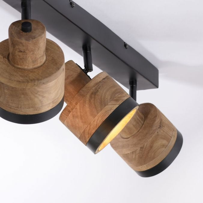 Paul Neuhaus Spot Gabriel Hout Mat Zwart 3 Lichts