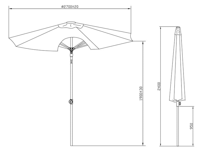 SORARA Valencia Parasol Ø 270 cm Oranje