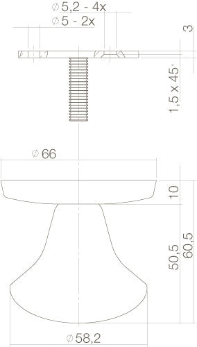 Intersteel Voordeurknop paddenstoel rvs geborsteld