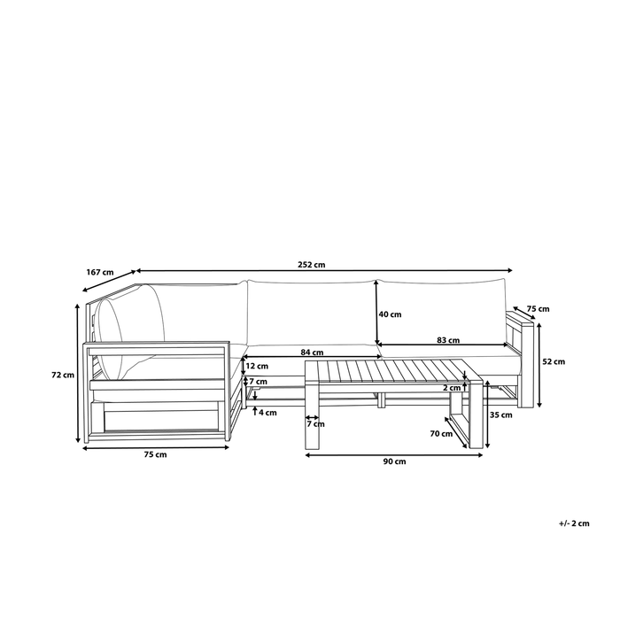Beliani - TIMOR - Loungeset voor 4 - Taupe - FSCÂ® acaciahout