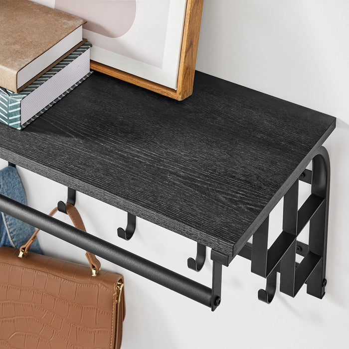 O'DADDY® Wandkapstok – Kapstok met 5 haken - 66x30x27cm - donkergrijs