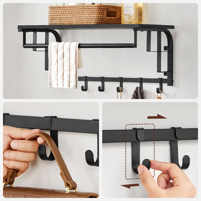 O'DADDY® Wandkapstok – Kapstok met 5 haken - 66x30x27cm - donkergrijs