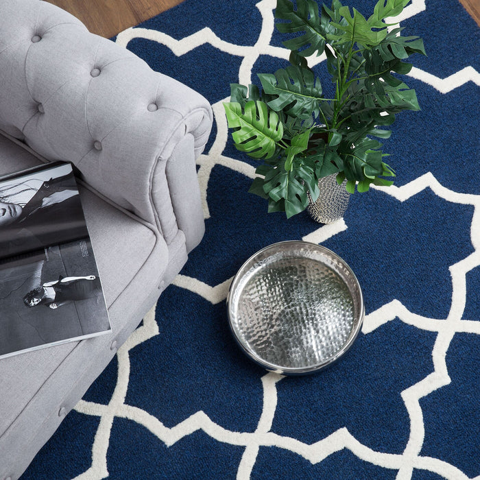 Beliani - SILVAN - Laagpolig vloerkleed - Blauw - 80 x 150 cm - Wol