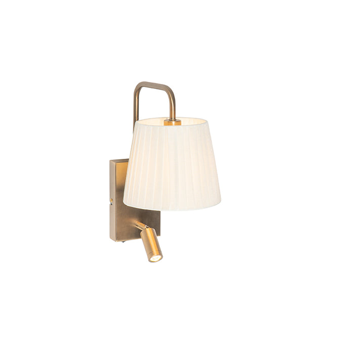 QAZQA Moderne wandlamp wit en brons met leeslamp - Renier