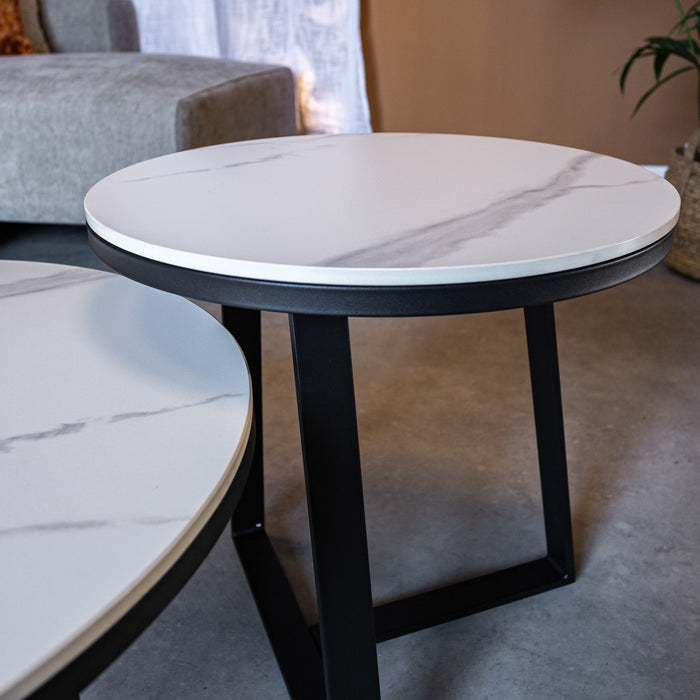 Dimehouse Salontafel set van 2 Tanner marmer wit rond