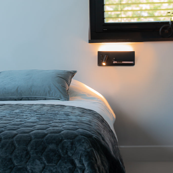 QAZQA Professional LED Wandlamp riza - Zwart - Modern - L 30cm