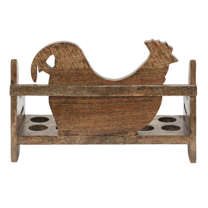 Clayre & Eef Eierhouder  32x13x19 cm Bruin Hout Kip Eierrekje