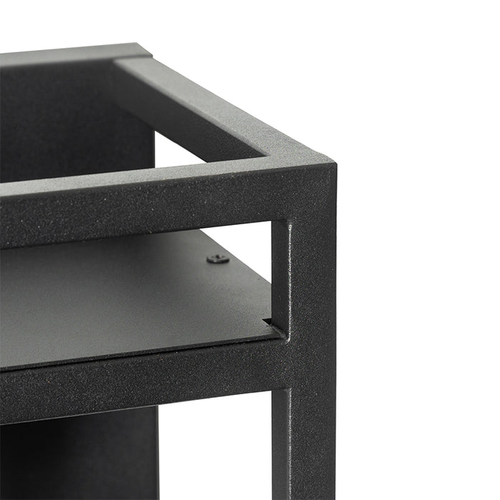 QAZQA Industriële wandlamp zwart met rek - Cage Rack