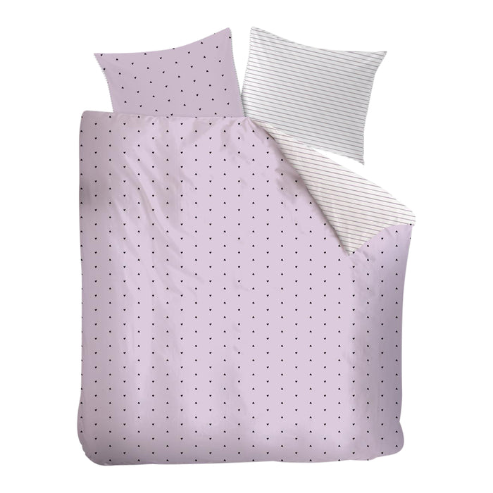 vtwonen Striped Hearts Dekbedovertrek 240 x 200/220 cm - Lila