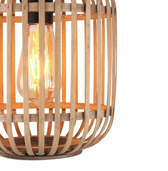 Freelight Hanglamp Malacca Mat Zwart & Rotan 3Lichts