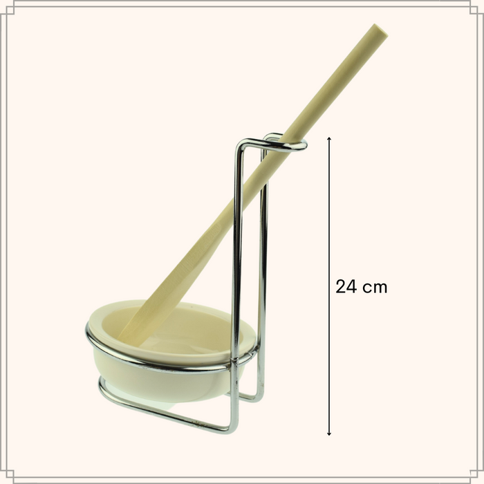 OTIX Lepelhouder Aanrecht met Schaaltje Keramiek RVS Hout