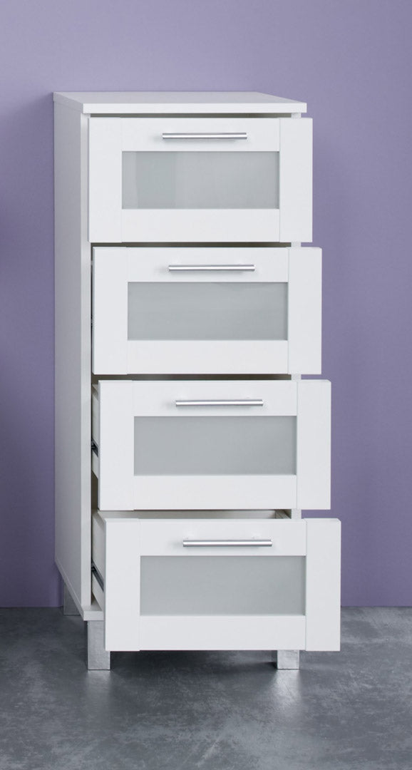 Hioshop Florida|OrlandoBad badkamerkast 4 laden wit, gematteerd