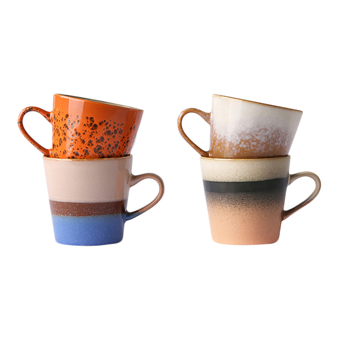 HKliving 70's Americano Mok Set van 4 - 0,26 L