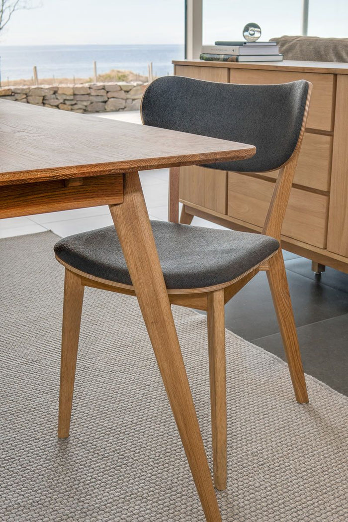 Rowico Home Kato Stoel - Set Van 2 - Stof Donkergrijs - Eiken