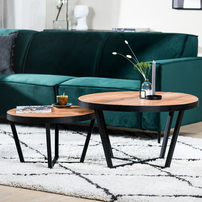 Duverger® Cross Scandinavian - Salontafels - set van 2 - rond - acacia