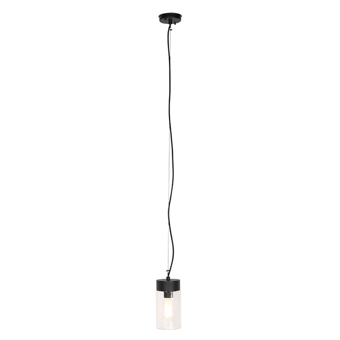 QAZQA Moderne hanglamp zwart met glas IP44 - Jarra