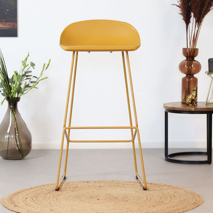 Livin24 Barkruk Ellen geel Scandinavisch design 76 cm