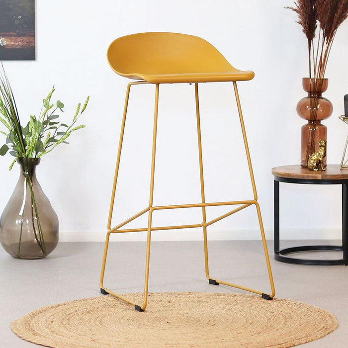 Livin24 Barkruk Ellen geel Scandinavisch design 76 cm