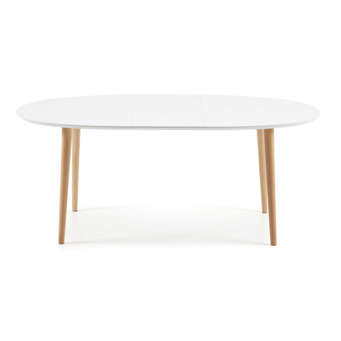 Kave Home Oqui Eettafel Uitschuifbaar Rond - 140/220 x 90 cm - Wit