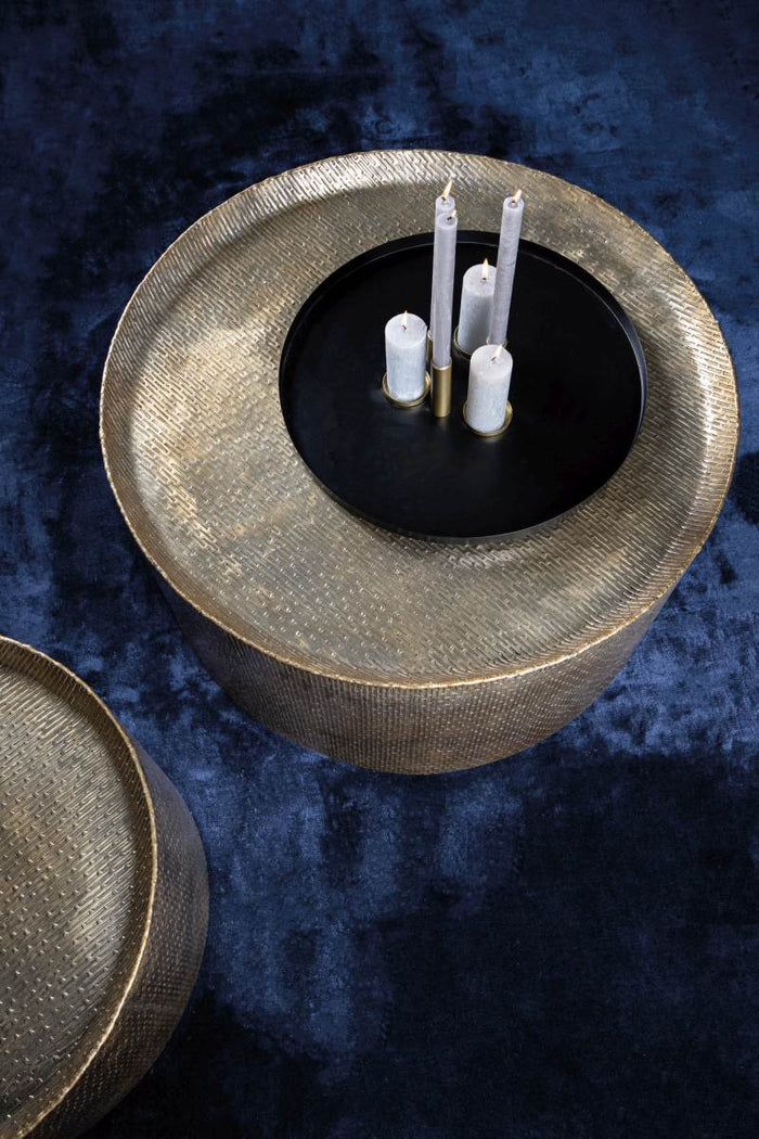 PTMD Mave Ronde Bijzettafel - H40 x Ø80 cm - Aluminium - Goud