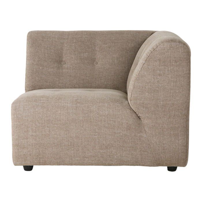 HKliving Vint Bank Element - Hoekstuk Rechts - Linnenblend - Taupe