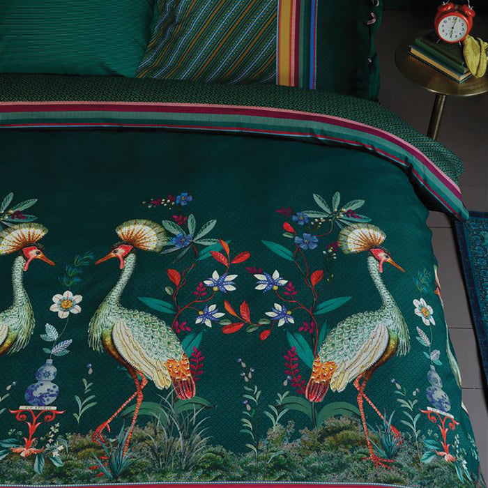 Pip Studio Birds in a Row Dekbedovertrek 140 x 220 cm - Groen