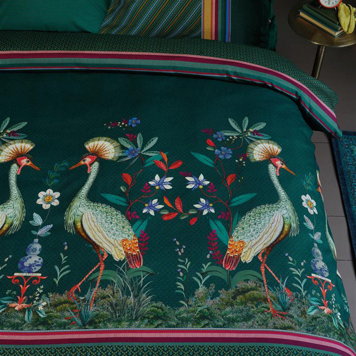 Pip Studio Birds in a Row Dekbedovertrek 200 x 220 cm - Groen