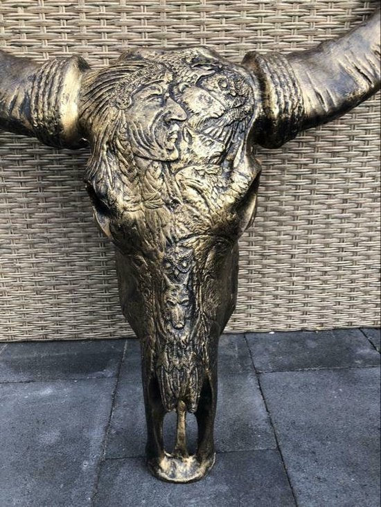 Skull Decoratie Skull Buffel Schedel - Buffelschedel - Brons - Goud