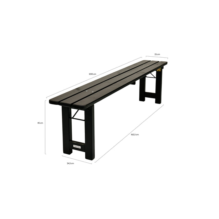 Inklapbare picknickbank Riga 200 cm blackwash
