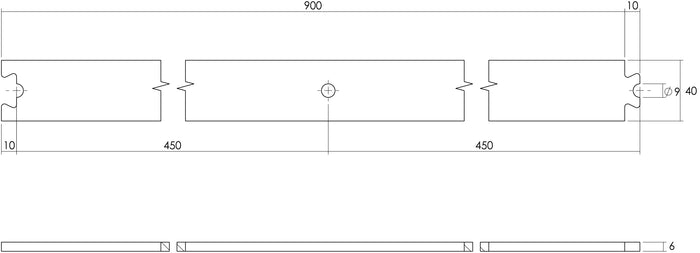 Intersteel Schuifdeursysteem – tussenrail 90 cm mat zwart