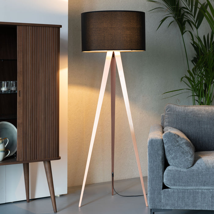 Zuiver Tripod Vloerlamp - Zwart / Naturel