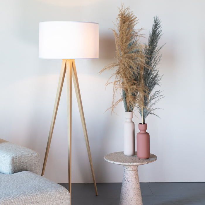 Zuiver Tripod Vloerlamp - Wit / Naturel