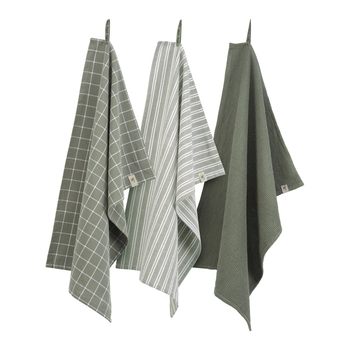 Walra Dry with Cubes Uni Keuken- en Theedoekset 3 st. - Groen