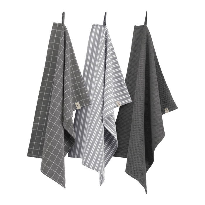 Walra Dry with Cubes Uni Keuken- en Theedoekset 3 st. - Zwart
