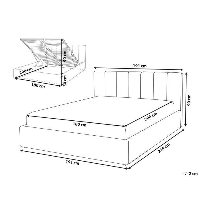 Beliani-DREUX -Bed met opbergruimte-Lichtgrijs-180 x 200 cm-Polyester