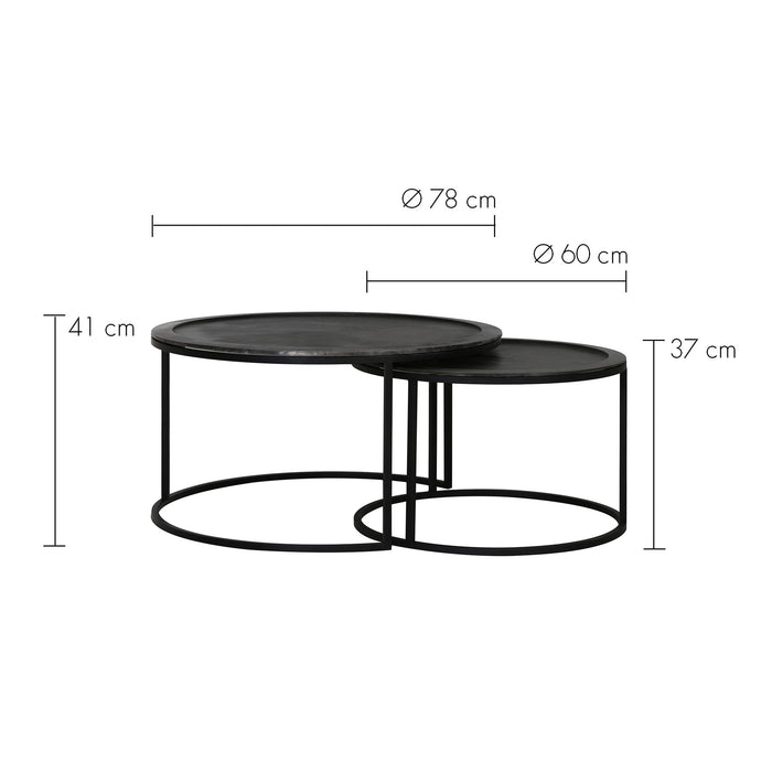 Light & Living TALCA  Salontafel Antiek-lood Deep edge Set van 2 XL
