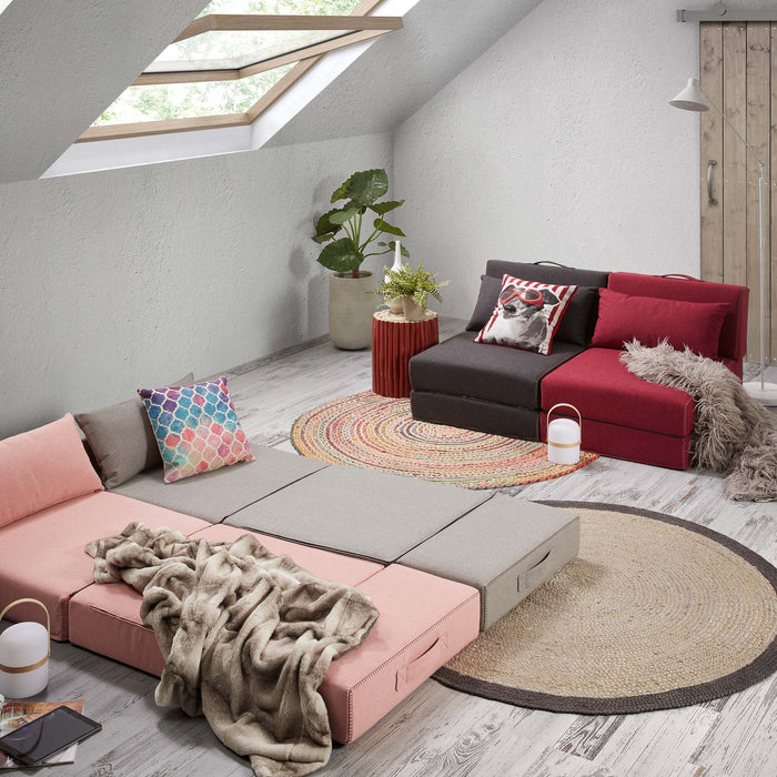 Kave Home Arty Poef Eenpersoonsbed Roze