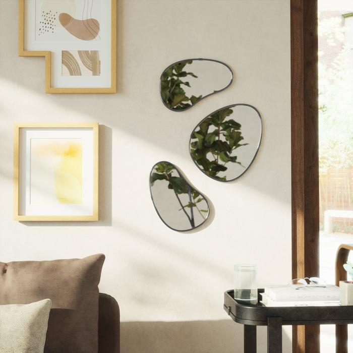 Umbra Hubba Pebble Spiegel - Set van 3 - Metallic Titanium