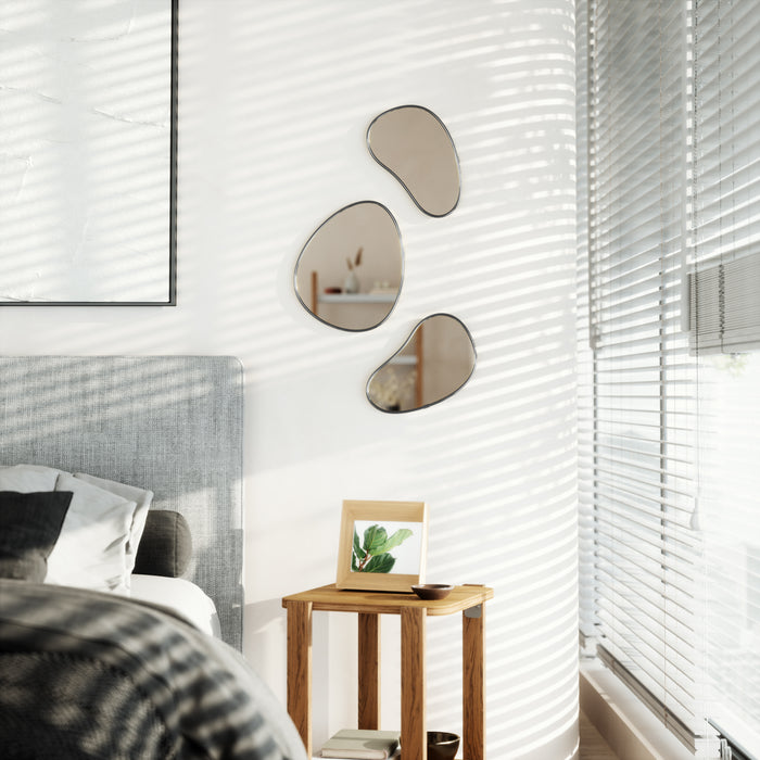 Umbra Hubba Pebble Spiegel - Set van 3 - Metallic Titanium