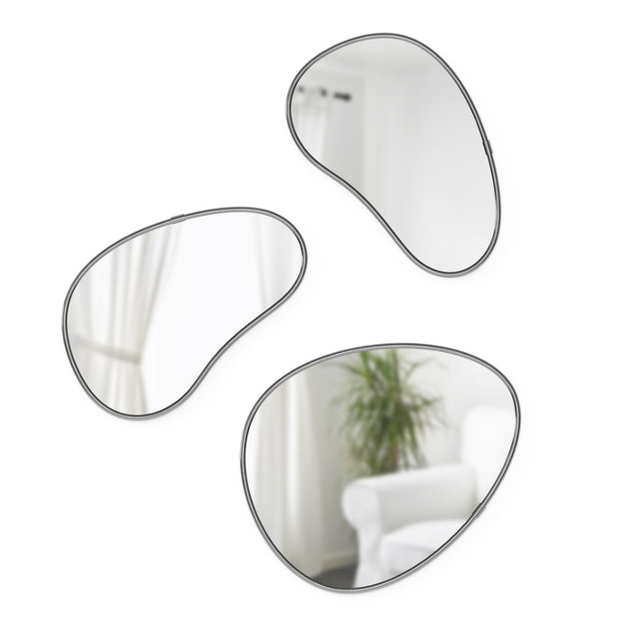 Umbra Hubba Pebble Spiegel - Set van 3 - Metallic Titanium