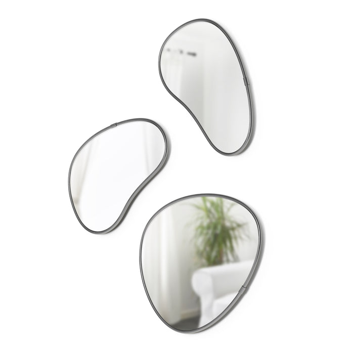Umbra Hubba Pebble Spiegel - Set van 3 - Metallic Titanium