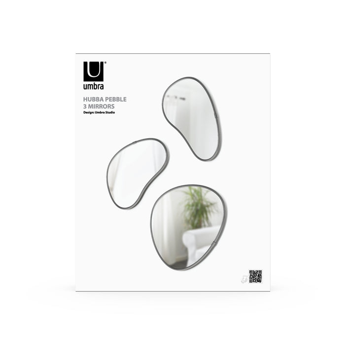 Umbra Hubba Pebble Spiegel - Set van 3 - Metallic Titanium