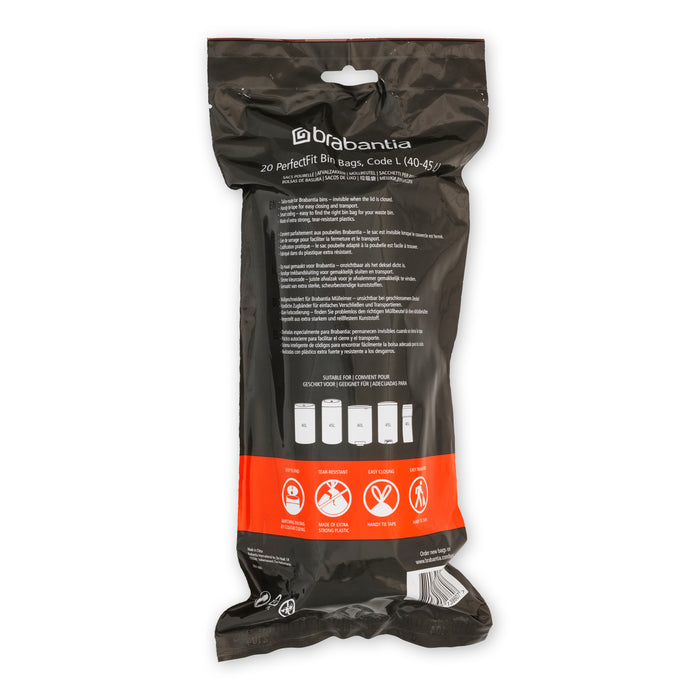 Brabantia Type L PerfectFit Jaarverpakking Afvalzak 40-45 Liter - 120 Stuks