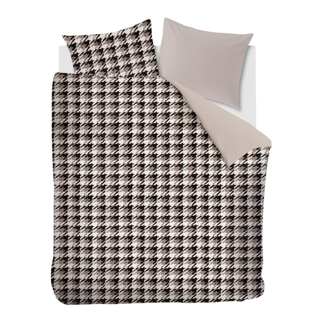 Rivièra Maison Pied de Poule Dekbedovertrek 200 x 220 cm - Zand