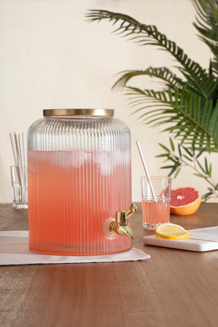 Glazen dispenser met tapkraan - 5L - Goudkleurig