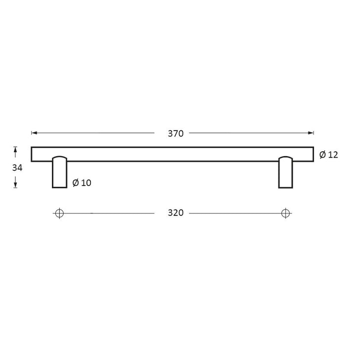 Intersteel Meubelgreep Ø12 mm, lengte 370 mm rvs geborsteld